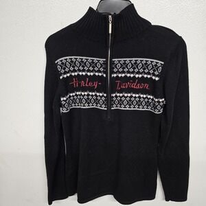 Harley-Davidson‎ Women's 1/4 zip turtleneck Black Sweater Large